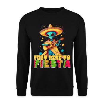 Here for Fiesta funny saying mexican - Unisex Sweatshirt - black - Front - Alina (178cm) & Michal (187cm)