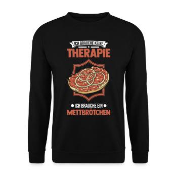 Mettbrötchen Therapie Mett Hackepeter - Unisex Sweatshirt - black - Front - Alina (178cm) & Michal (187cm)