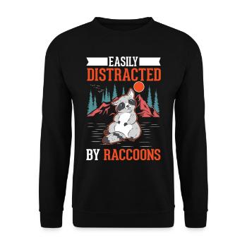 Facilement distrait par les ratons laveurs Waschbär - Sweat-shirt Unisexe - noir - Devant - Alina (178cm) & Michal (187cm)