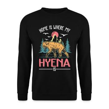 La maison est là où se trouve ma hyène - Sweat-shirt Unisexe - noir - Devant - Alina (178cm) & Michal (187cm)