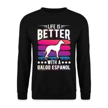 Life is better with a Galgo Espanol - Unisex Sweatshirt - black - Front - Alina (178cm) & Michal (187cm)