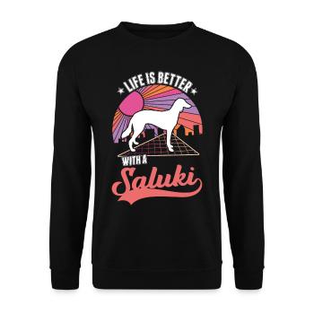 Life is better with Salukis - Unisex Sweatshirt - black - Front - Alina (178cm) & Michal (187cm)