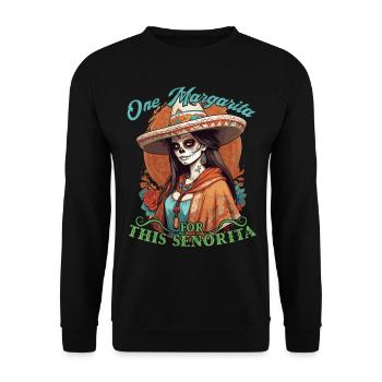 Drôle de Margarita Disant Cinco De Mayo Design - Sweat-shirt Unisexe - noir - Devant - Alina (178cm) & Michal (187cm)