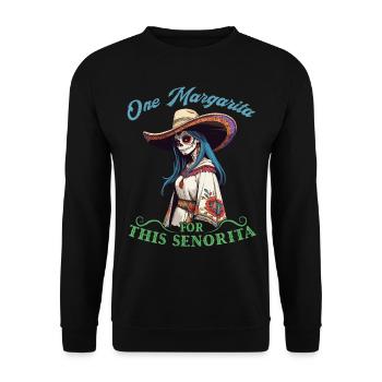 Senorita a besoin d’un design amusant de Margarita - Sweat-shirt Unisexe - noir - Devant - Alina (178cm) & Michal (187cm)