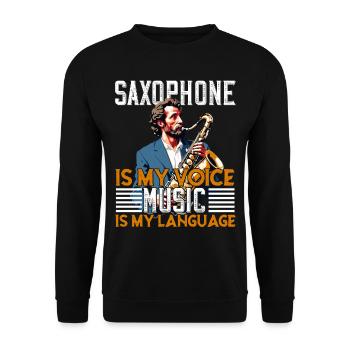 Funny Saxophone Design for Jazz Music Lovers - Unisex Sweatshirt - black - Front - Alina (178cm) & Michal (187cm)