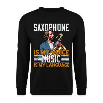 Conception de saxophone amusante pour les amateurs de musique jazz - Sweat-shirt Unisexe - noir - Devant - Alina (178cm) & Michal (187cm)