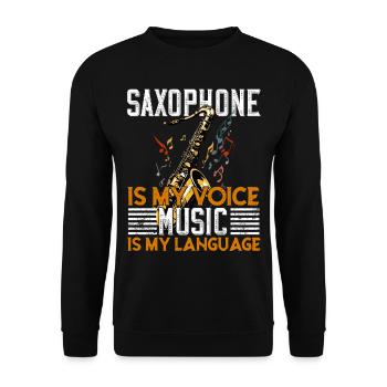 Joueur de saxophone de conception de saxophone drôle disant - Sweat-shirt Unisexe - noir - Devant - Alina (178cm) & Michal (187cm)