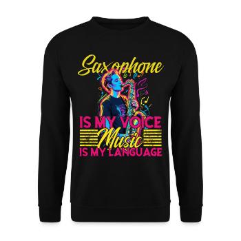 Funny Saxophone Design Saxophone Player Jazz - Unisex Sweatshirt - black - Front - Alina (178cm) & Michal (187cm)
