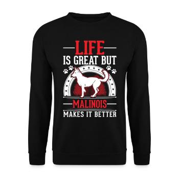 Malinois Gift Belgian Shepherd Dog - Unisex Sweatshirt - black - Front - Alina (178cm) & Michal (187cm)