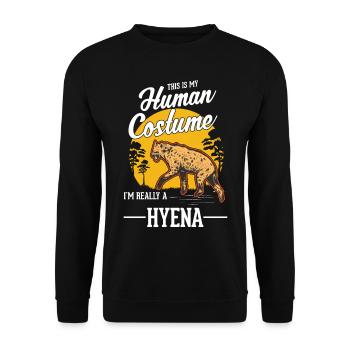 Hyäne Kostüm Erdwolf Halloween Hyena - Unisex Pullover - Schwarz - Vorne - Alina (178cm) & Michal (187cm)