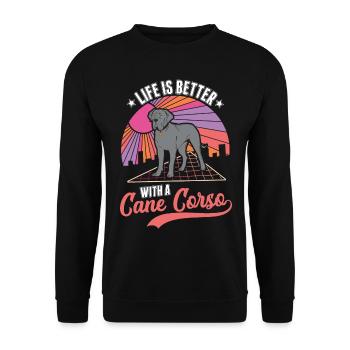 Life is better with Cane Corsos - Unisex Sweatshirt - black - Front - Alina (178cm) & Michal (187cm)