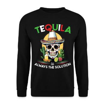 Lustiger Tequila Spruch Cinco De Mayo Design - Unisex Pullover - Schwarz - Vorne - Alina (178cm) & Michal (187cm)