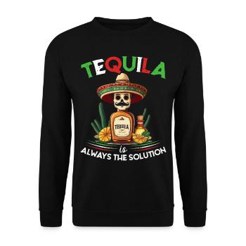 Funny Tequila Saying Cinco de Mayo Design - Unisex Sweatshirt - black - Front - Alina (178cm) & Michal (187cm)