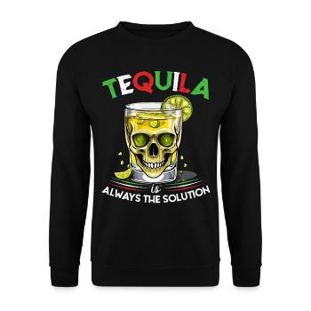 Lustiger Tequila Spruch Cinco De Mayo Mexiko - Unisex Pullover - Schwarz - Vorne - Alina (178cm) & Michal (187cm)