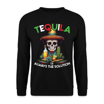 Lustiger Tequila Spruch Cinco De Mayo Mexiko - Unisex Pullover - Schwarz - Vorne - Alina (178cm) & Michal (187cm)