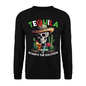 Lustiger Tequila Spruch Cinco De Mayo Design - Unisex Pullover - Schwarz - Vorne - Alina (178cm) & Michal (187cm)