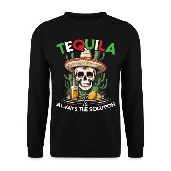 Lustiger Tequila Spruch Cinco de Mayo Design - Unisex Pullover - Schwarz - Vorne - Alina (178cm) & Michal (187cm)