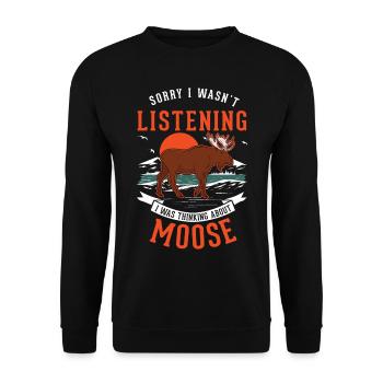 Moose Gift Elk Antlers Scandinavia - Unisex Sweatshirt - black - Front - Alina (178cm) & Michal (187cm)