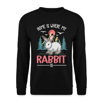 La maison est là où mon lapin est lapin - Sweat-shirt Unisexe - noir - Devant - Alina (178cm) & Michal (187cm)