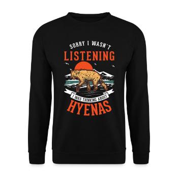 Hyäne Geschenk Erdwolf Hyena - Unisex Pullover - Schwarz - Vorne - Alina (178cm) & Michal (187cm)