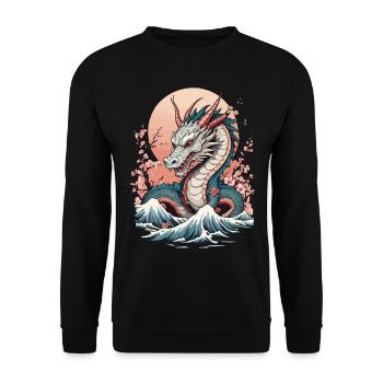 Dragon Anime Fan Style Vintage Japonais - Sweat-shirt Unisexe - noir - Devant - Alina (178cm) & Michal (187cm)
