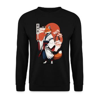 Ukiyo-E Style artistique japonais Kitsune Renard - Sweat-shirt Unisexe - noir - Devant - Alina (178cm) & Michal (187cm)