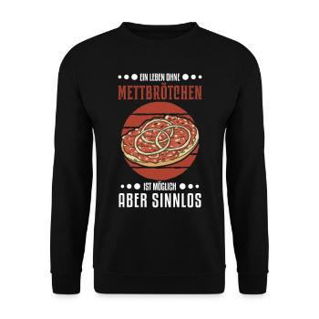 Mettbrötchen lover Mett Hackepeter - Unisex Sweatshirt - black - Front - Alina (178cm) & Michal (187cm)