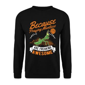 Gottesanbeterin Fangschrecke Mantis - Unisex Pullover - Schwarz - Vorne - Alina (178cm) & Michal (187cm)