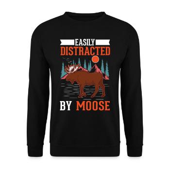 Moose Gift Elk Antlers Scandinavia - Unisex Sweatshirt - black - Front - Alina (178cm) & Michal (187cm)