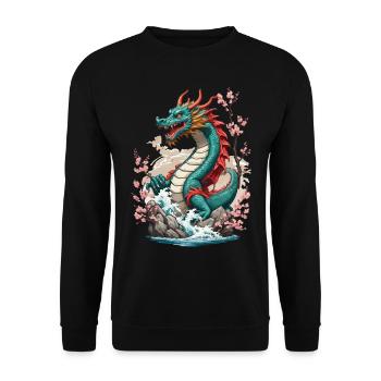 Cerfs-volants japonais vintage Cherry Blossoms Vaporwave - Sweat-shirt Unisexe - noir - Devant - Alina (178cm) & Michal (187cm)