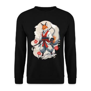 Samurai Kitsune Fox Kawaii Fox Spirit Design - Unisex Sweatshirt - black - Front - Alina (178cm) & Michal (187cm)