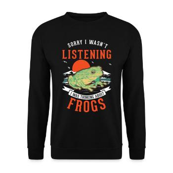 Frosch Geschenk Laubfrosch - Unisex Pullover - Schwarz - Vorne - Alina (178cm) & Michal (187cm)
