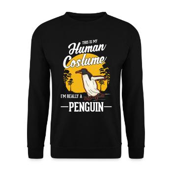 Pinguin Human Costume Penguin - Unisex Sweatshirt - black - Front - Alina (178cm) & Michal (187cm)