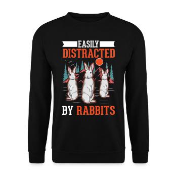 Easily distracted by Rabbits Hase Kaninchen - Unisex Sweatshirt - black - Front - Alina (178cm) & Michal (187cm)