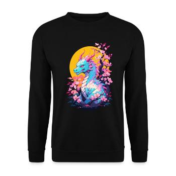 Vintage Vaporwave Art Dragon Japonais - Sweat-shirt Unisexe - noir - Devant - Alina (178cm) & Michal (187cm)