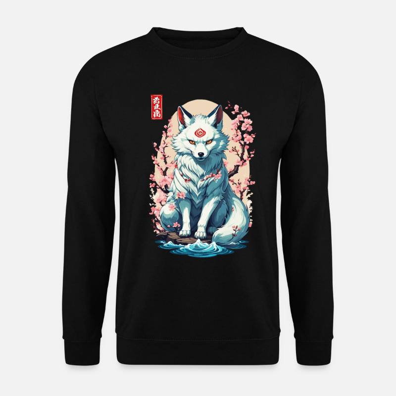 Conception esthétique du masque Kitsune et des fleurs de cerisier - Sweat-shirt Unisexe - noir
