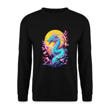 Dragon Anime Style japonais Vintage Esthétique - Sweat-shirt Unisexe - noir - Devant - Alina (178cm) & Michal (187cm)