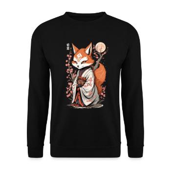 Esthétique Kawaii Kitsune Japonais Kitsune Yokai - Sweat-shirt Unisexe - noir - Devant - Alina (178cm) & Michal (187cm)