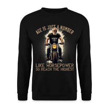 Alter Ist Pferdestärke Lustiger Biker Opa Design - Unisex Pullover - Schwarz - Vorne - Alina (178cm) & Michal (187cm)