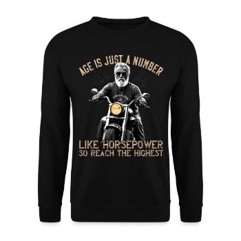 Age Is Horsepower Funny Biker Grandpa Design - Unisex Sweatshirt - black - Front - Alina (178cm) & Michal (187cm)