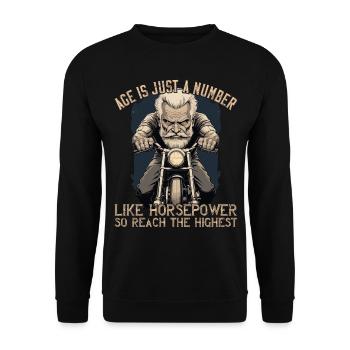 Lustiger Biker Opa Vintage Motorrad Retro Style - Unisex Pullover - Schwarz - Vorne - Alina (178cm) & Michal (187cm)