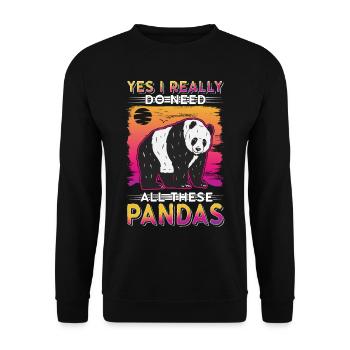 Panda Lover Panda Bear Gift - Unisex Sweatshirt - black - Front - Alina (178cm) & Michal (187cm)