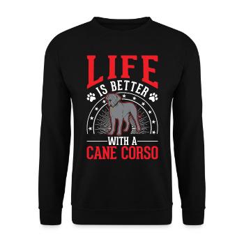 Life is better with Cane Corsos - Unisex Sweatshirt - black - Front - Alina (178cm) & Michal (187cm)