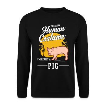 Costume de cochon fermier Halloween cochons - Sweat-shirt Unisexe - noir - Devant - Alina (178cm) & Michal (187cm)