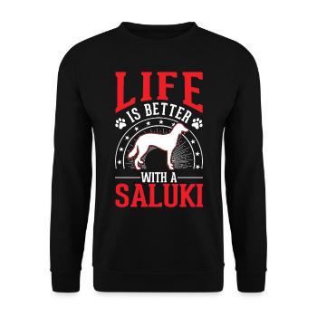 Life is better with Salukis - Unisex Sweatshirt - black - Front - Alina (178cm) & Michal (187cm)