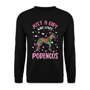 Just a girl who loves Podencos Mädchen - Unisex Pullover - Schwarz - Vorne - Alina (178cm) & Michal (187cm)