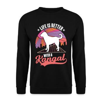La vie est meilleure avec un Kangal - Sweat-shirt Unisexe - noir - Devant - Alina (178cm) & Michal (187cm)