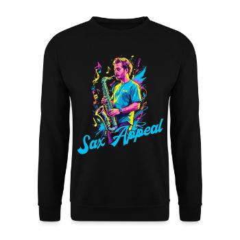 Lustiges Saxophon Design Jazz Musik Liebhaber - Unisex Pullover - Schwarz - Vorne - Alina (178cm) & Michal (187cm)