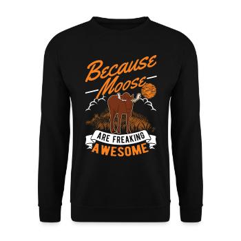 Moose Gift Elk Antlers Scandinavia - Unisex Sweatshirt - black - Front - Alina (178cm) & Michal (187cm)