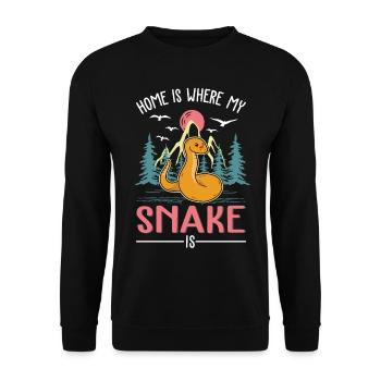 La maison est là où se trouve mon serpent - Sweat-shirt Unisexe - noir - Devant - Alina (178cm) & Michal (187cm)